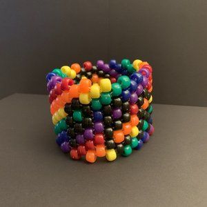 Rainbow Peace Kandi Cuff w/Peace Sign Rave & Festival Accessory